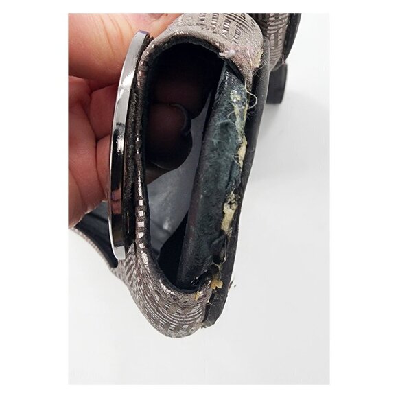 TORY BURCH Silver Herringbone Pattern Wedge Pumps Poor Condition - Picture 14 of 14